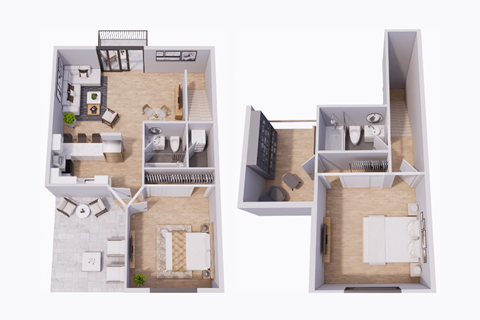 Floor plan for 2 beds, 2 baths, 1100 sqft